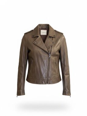 Lucky Brand Distressed Brown Leather Moto Jacket